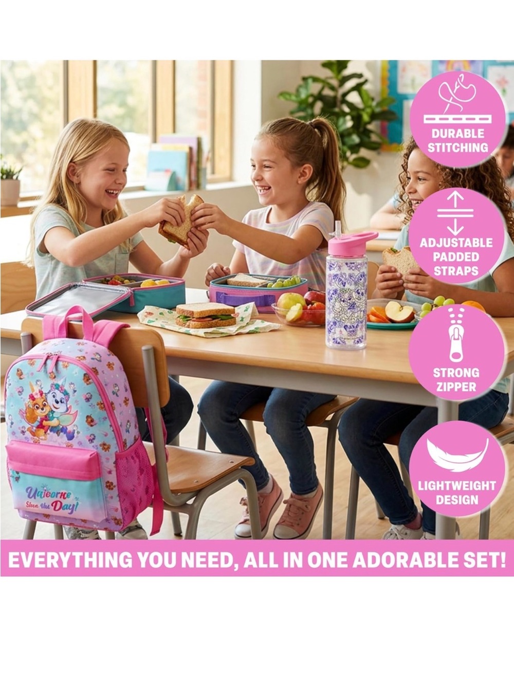 Paw Patrol  Kids Backpack Set in Pink & Purple SYKE & EVEREST NEW - Picture 4 of 6